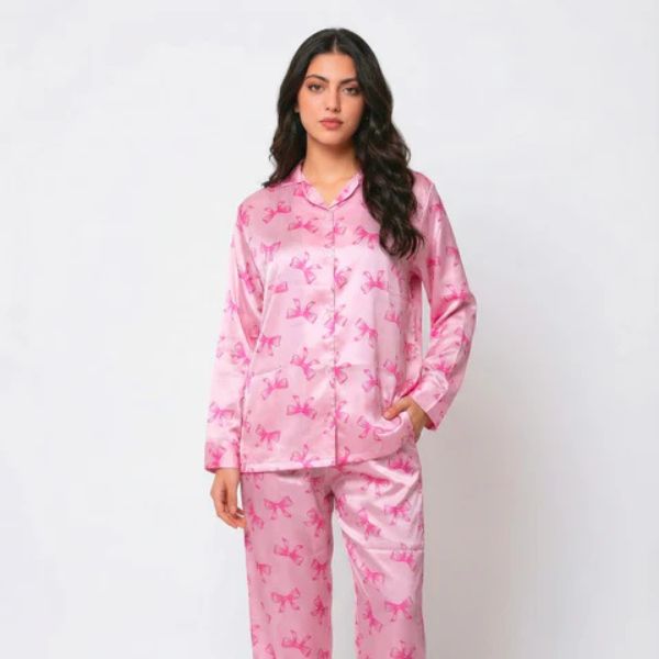 Summer Crinkled Pajama Suit - Pink